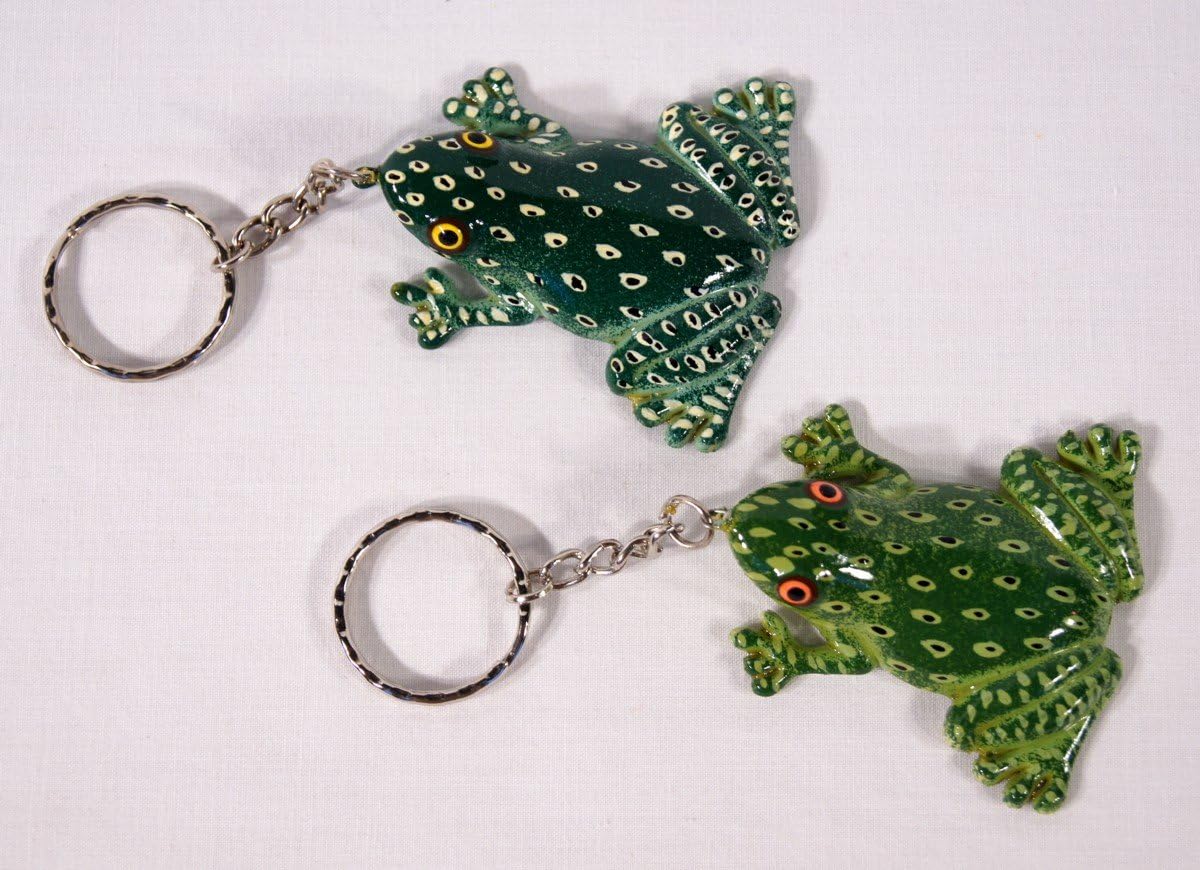 Wholesale Pack Handpainted Green Frog Keychain (Set Of 12