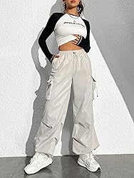SweatyRocks Women's Drawstring Elastic Waist Loose