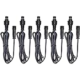 Extension Cord Black Outdoor 3.3 ft Cable with Male and Female Connectors 1Meter/PCS 5Pack for SMY Lighting LED Deck Lights-UL Listed