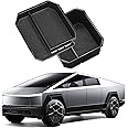 Nounaik Double Layers Center Console Organizer Compatible with Tesla Cybertruck 2023 2024 Interior Accessories Armrest Box Insert Storage Tray with No-Slip Liner Pad,2PCS Black Upper and Lower Tray