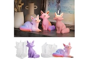 ASAISWO 2 Pcs Fox Resin Mold Fox Mold Fox Jewelry Handmade Silicone Mold for Resin Candle Making Molds Craft Supplies 3D Mold Resin Mold Sculpture Mold Resin DIY Mold Resin Casting Molds