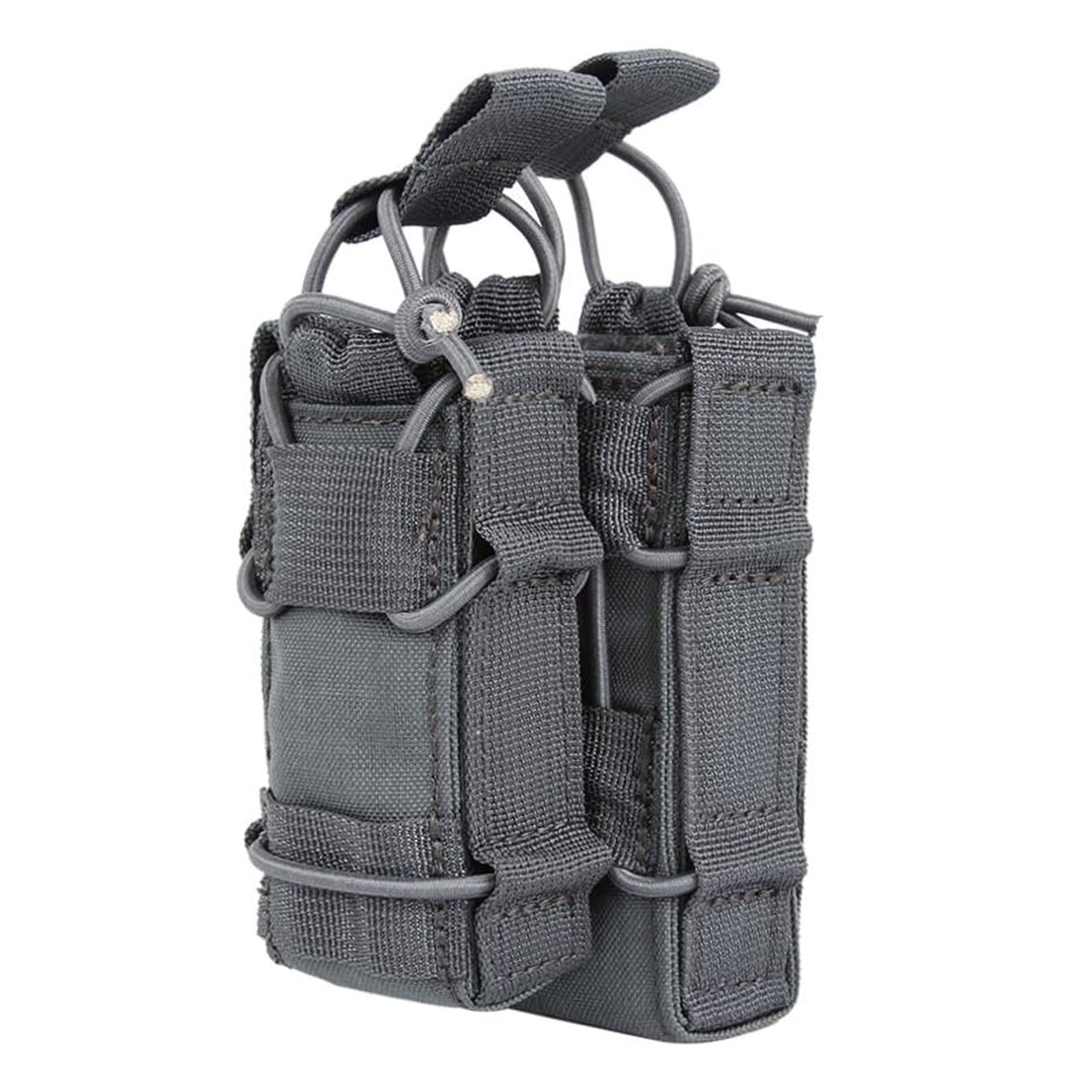 EXCELLENT ELITE SPANKER Open-Top Double Rifle Mag Pouch for M4 M14 M16 G36 AR15 Magazine with Pistol Mag Pouch(Double + Grey)