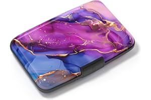Atufsuat Card Holder Credit Cards Holder for Women RFID wallet women Business Card Holder Wallet Mini Aluminum Card Wallet RFID Blocking Slim Metal Hard Card for Women, Marble Patterns
