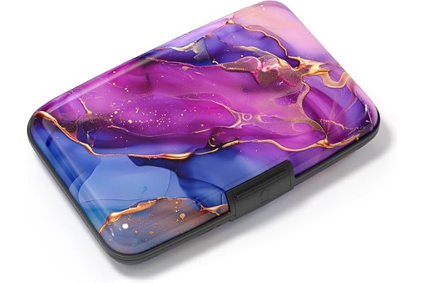 Atufsuat Marble Aluminum Slim RFID Blocking Women's Business Card Holder, 7 Card Slots, 11 cm x 7 cm x 2 cm