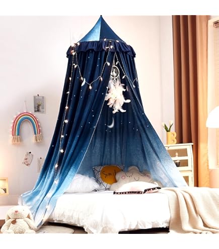 Dosel De Cama Infantil Con Mosquitera – Toldo De 270 Cm Con Bola De Pelo (Marrón)