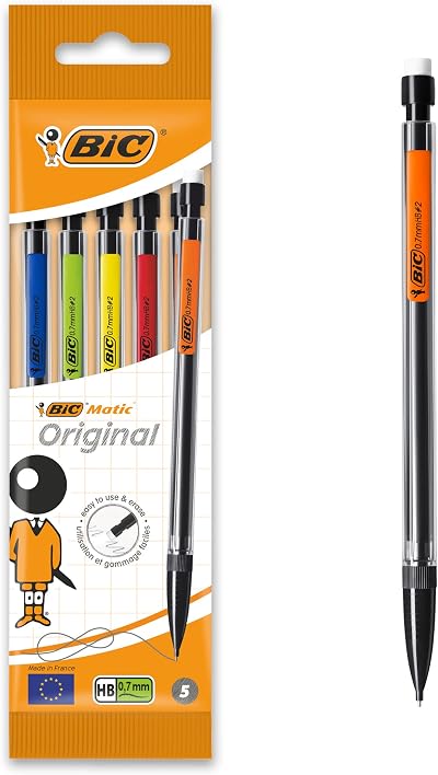 BIC Matic Original 0.7 mm HB Mechanical Pencil Pack of 5 Assorted Colors
