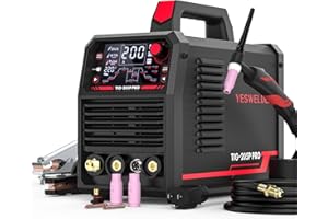 YESWELDER 205A Tig Welder with Pulse Large LED Display, STICK/DC TIG/PULSE TIG 3 In 1, 110&220V Dual Voltage TIG Welding Machine TIG-205P