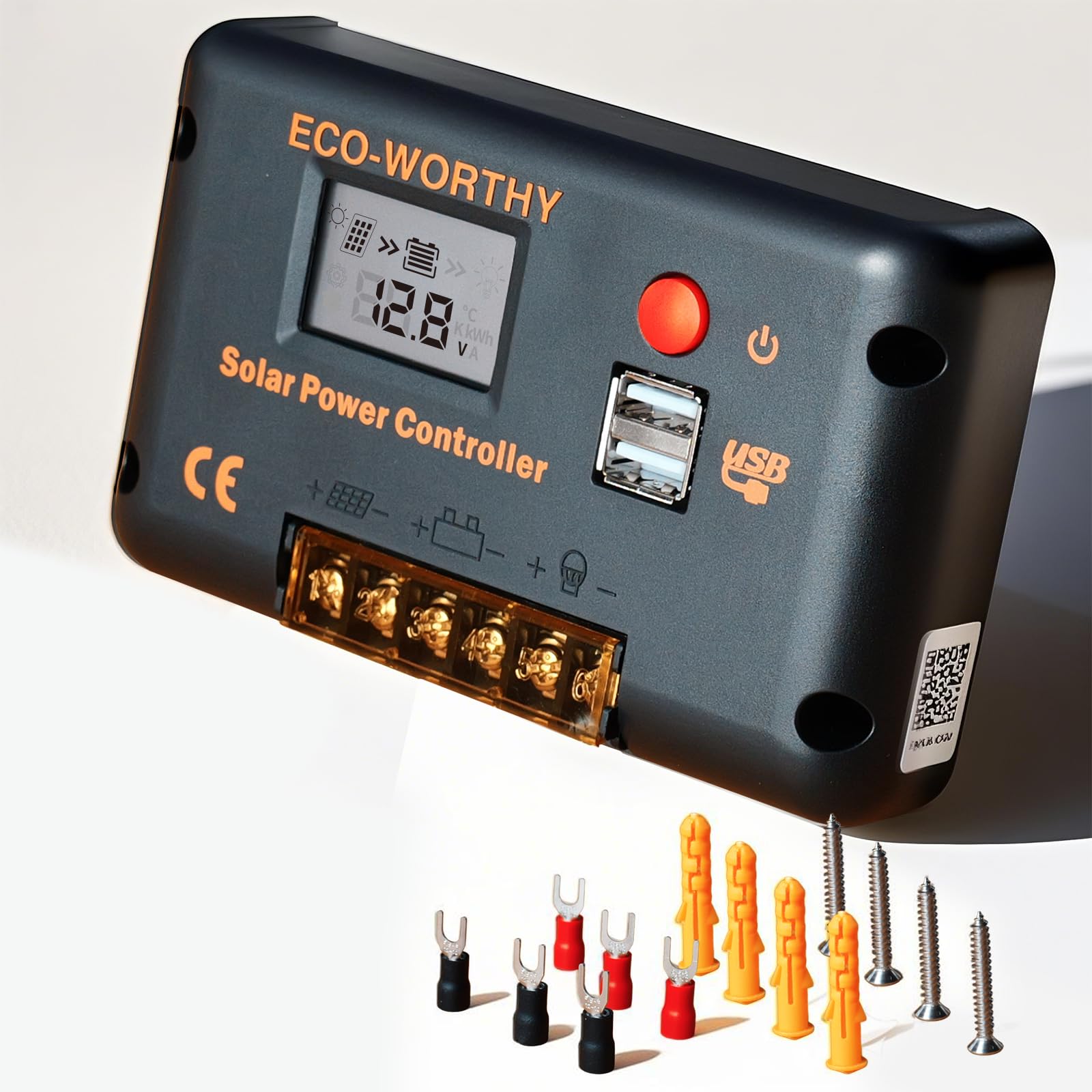 Photo 1 of ECO-WORTHY 30A Solar Charger Controller Solar Panel Battery Intelligent Regulator with Dual USB Port Auto 12/24V PWM Positive Ground for Lithium?Lead-Acid,Gel Battery