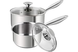 MICHELANGELO Stainless Steel Saucepan Set 1Qt & 2Qt, Premium 2 Piece Sauce Pan Set German Technology, Sacuepans Set Stainless
