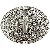 FRTLSL Western Belt Buckles for Men Women Rodeo Cowgirl Cowboy, Vintage Religious Cross Faith Belt Buckle