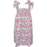 Women Floral Tie Shoulder Mini Dress Cute Square Neck Loose Fit Beach Short Dress Backless Boho Vocation Sundress