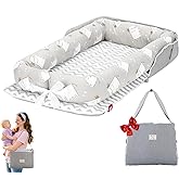 Vervebaby Baby Lounger for Newborn-Portable Baby Lounger 0-24 Months for Home and Travel,Newborn Loungers with Strap, Baby Nest Lounger Adjustable Size,Little Elephant Grey