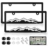 XCLPF Mountain License Plate Frames, Plastic License Plate Holder,Universal Car Tag Bracket, Off Road Style License Plate Holder Cover for Mountains Enthsusiast, 2 Packs 2 Hole Rust Proof Heavy Duty
