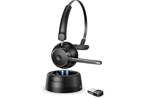 Mopchnic Bluetooth Headset 2024 Upgraded Version, Wireless Headphone with AI Noise Canceling Microphone, On Ear Bluetooth with USB Dongle for Office Call Center Skype Zoom Meeting Online Class