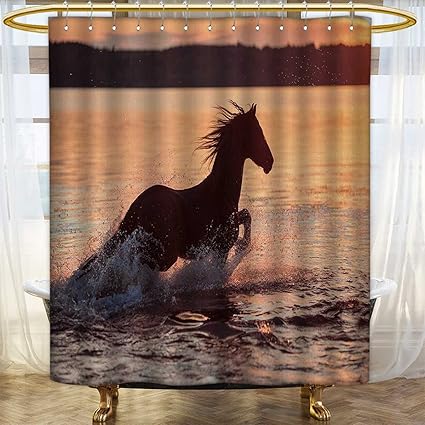 Amazon Com Equestrian Shower Curtains Fabric Extra Long Horse Sea