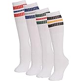 PH Mens Classic Three Stripe Sports Tube Socks Size 13-15 (4-Pairs)