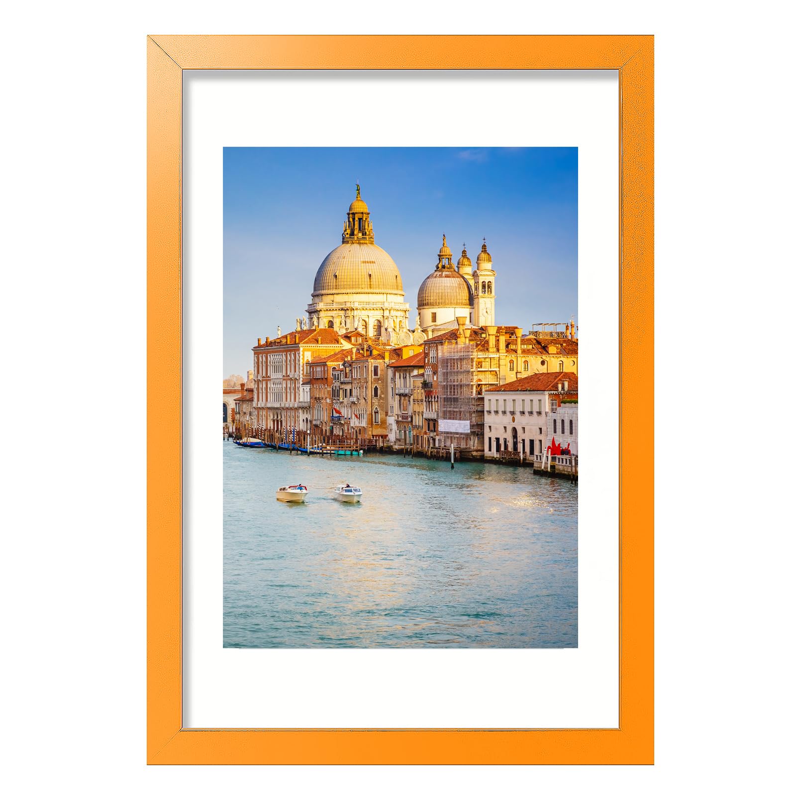 Photo 1 of wyooxoo 11x17 Picture Frame Made of Solid Wood Orange Photo Frames Display Pictures 8x12 with Mat or 11x17 Without Mat Colorful Frame For Horizontal Vertical Wall Mounting
