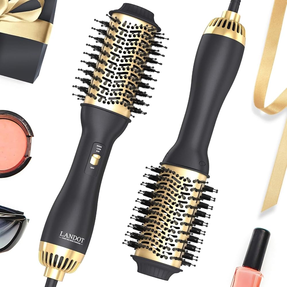 LANDOT Hair Dryer Brush 3 in 1 Ionic Blow Dry Brush 60mm Barrel