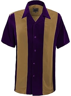 Maximos Mens Retro Charlie Sheen Two Tone Guayabera Bowling Casual