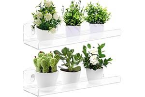 Skewo 15 Inch 2-Pack Acrylic Window Sill Extender Shelf - Expandable Suction Cup Plant Shelf for Indoor/Outdoor Use, Holds Succulent Planters, Herb Pots, Flower Boxes & Heavy Duty Window Gardens