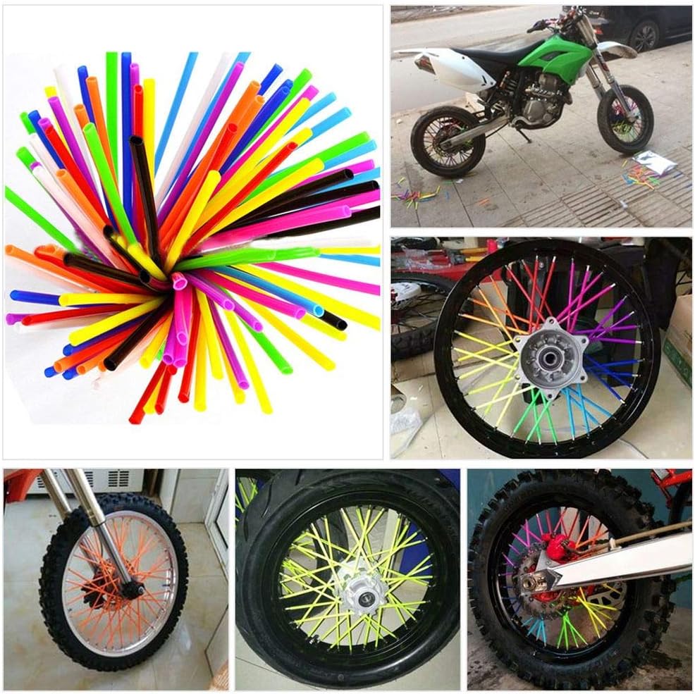 foviupet 36Pcs ES Motocross Guard Motorcycle Decoration Rims Skins Covers Wheel Spoke Wraps Protector