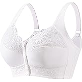FHTECO Front Closure Bras for Women No Underwire Plus Size Wireless Comfortable Cotton Sleep Bra for Older Womens Bras