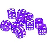 Raincol Set of 10 Six Sided D6 16mm Standard Rounded Translucent Dice Die - Purple