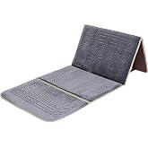 L.FORY Prayer Rug with Back Support, Foldable Meditation Floor Chair (Gray) | Carrying Pocket, Thick Padded Islam Janamaz for Women and Men, Soft Foldable Travel Islamic Sajadah Carpet