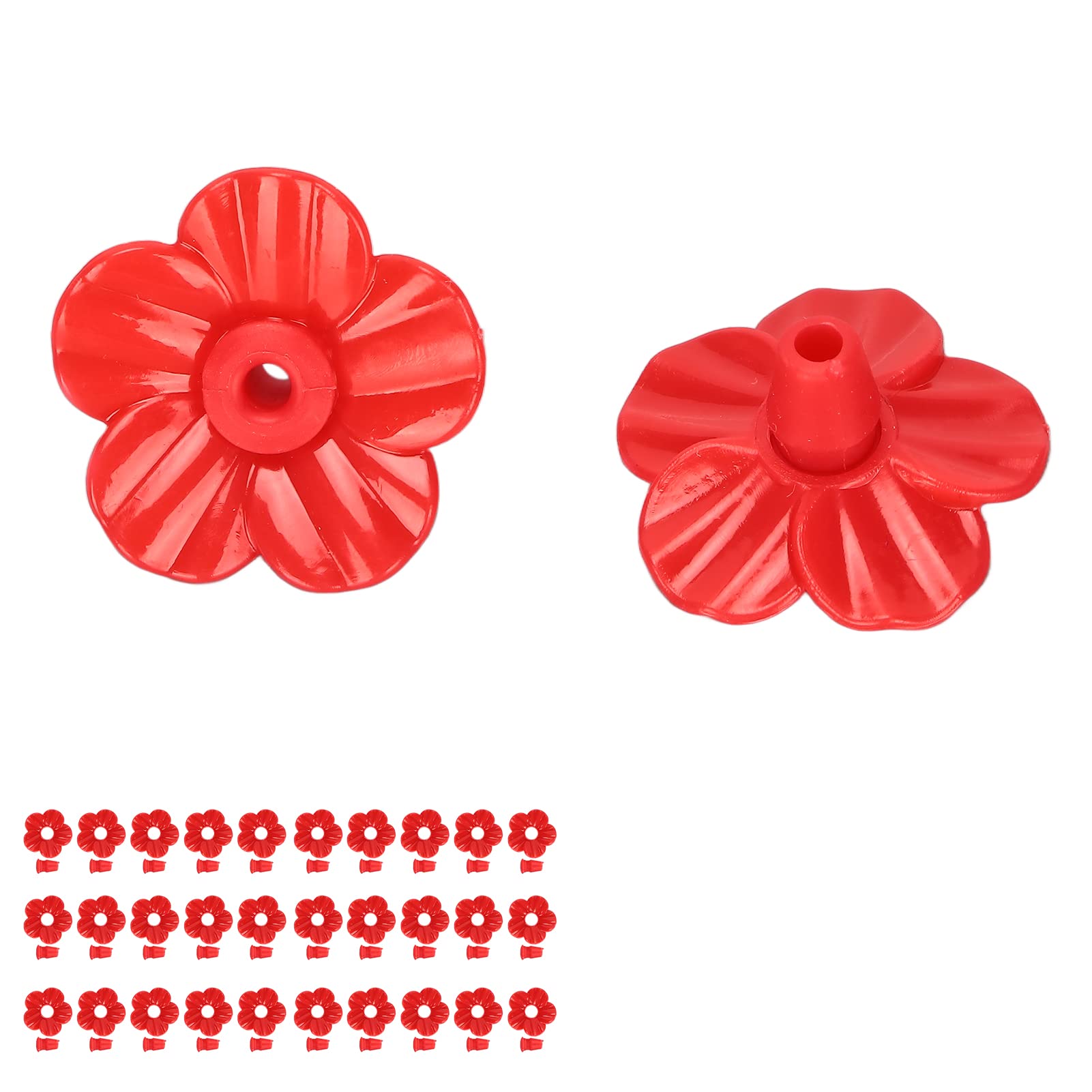 Feeder, 30 Sets Plastic Outdoor Hand Feeding Hummingbirds Flowers Multicolor Unique Replaceable Wild Bird Feeder Flower Accessories for Garden (Red)