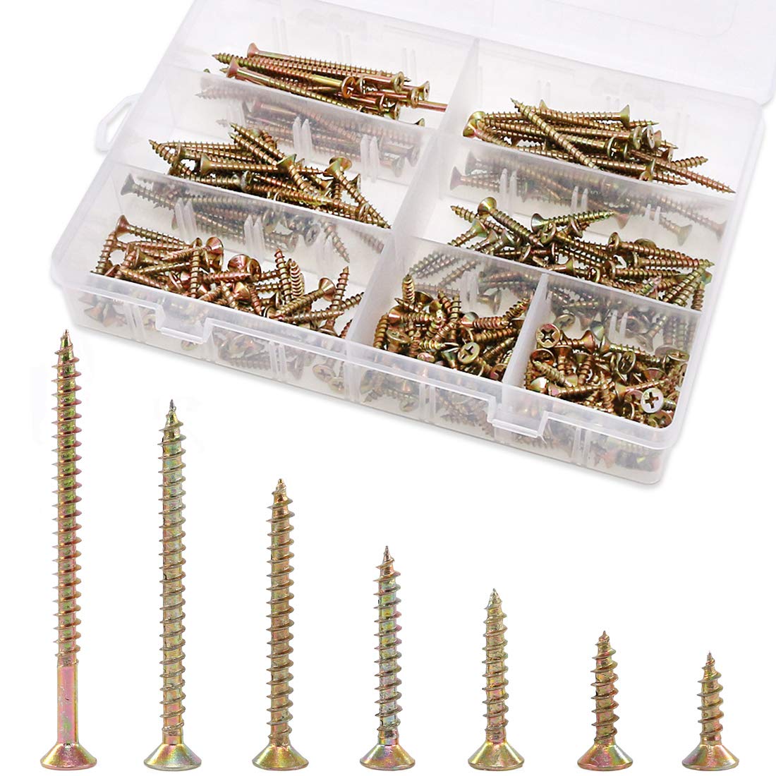 Rustark 280Pcs M4 Phillips Bugle Head Coarse Thread Drywall Screw Self Tapping Wood Screws Assortment Kit Ideal for Drywall Sheetrock - Zinc Plated Carbon Steel