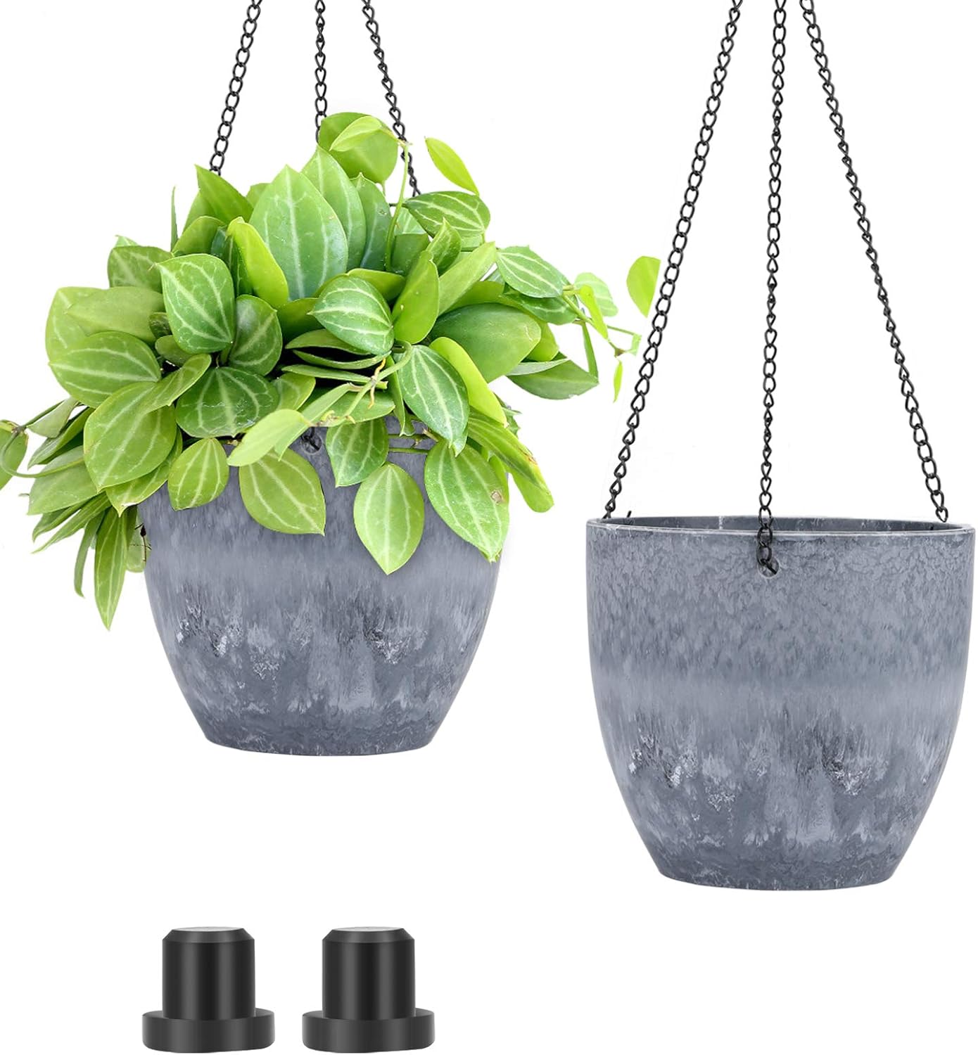 UPMCT Hanging Planters for Outdoor Indoor, 8 Inch Hanging Flower Pots Planter Basket with Drain Hole and Plugs Modern Decorative Plant Containers, Gray Blue: Garden & Outdoor