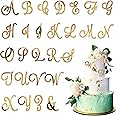 Acrylic Alphabet Cake Topper DIY Personalized Name Cupcake Toppers with A-Z Letter Set for Custom Wedding Cake Decorations Baby Shower Happy Birthday Party Supplies (Style1, Gold Uppercase)