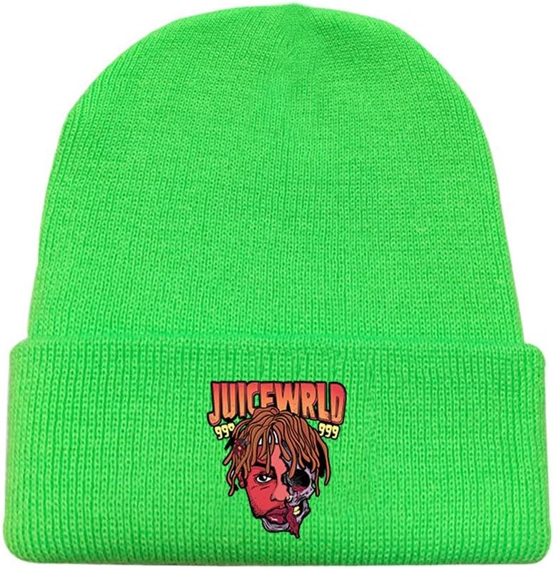 Fuguan Juice Wrld Embroidered Knitted Hat, River Fashion Beanies Kids Cuffed Plain Cap Men and Women Warm Wool