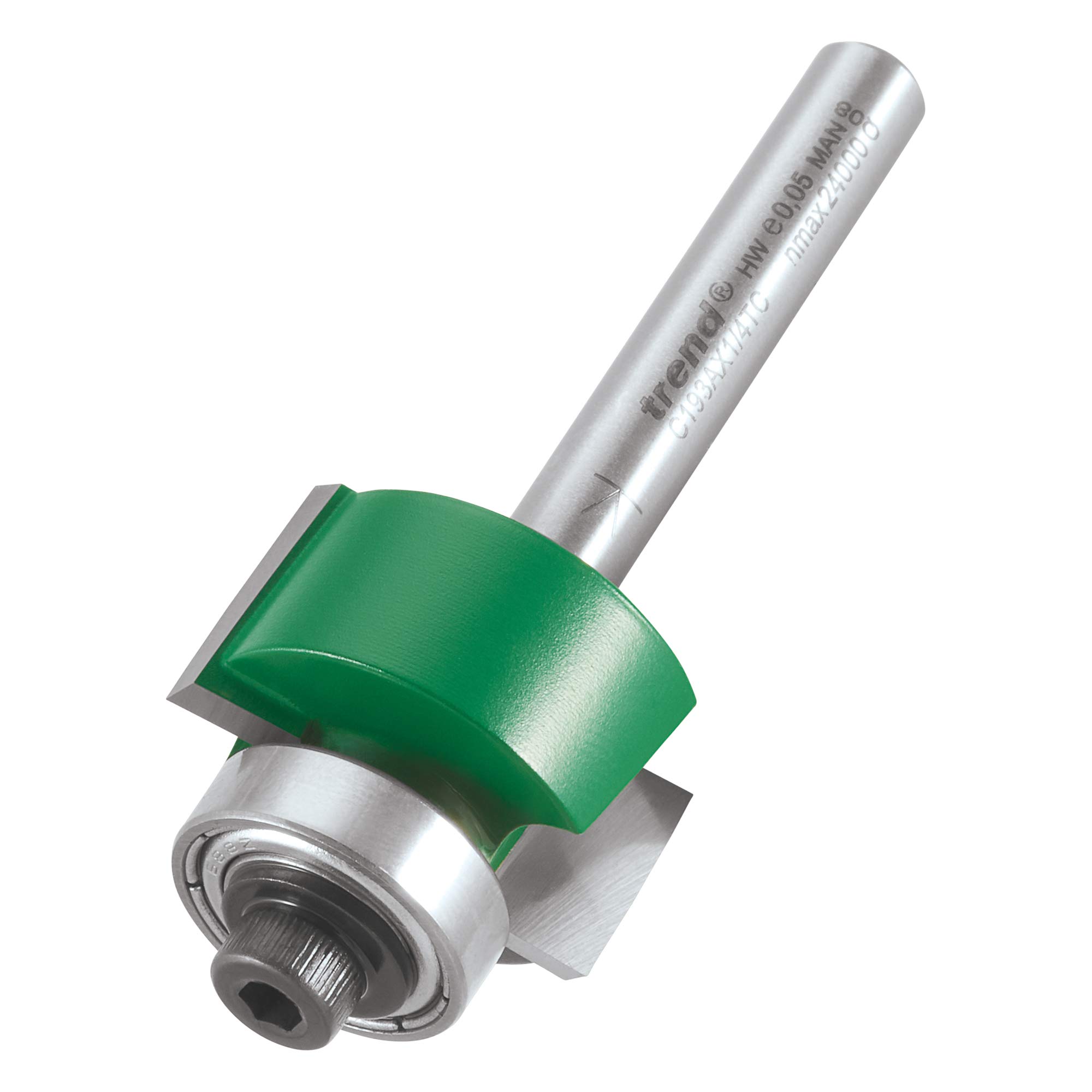Trend CraftPro Rebater Router Cutter, 1/4 Inch Shank, 12.7mm Cut Length, 24mm Cut Diameter, Includes Multiple Bearings, Tungsten Carbide Tipped, C193AX1/4TC
