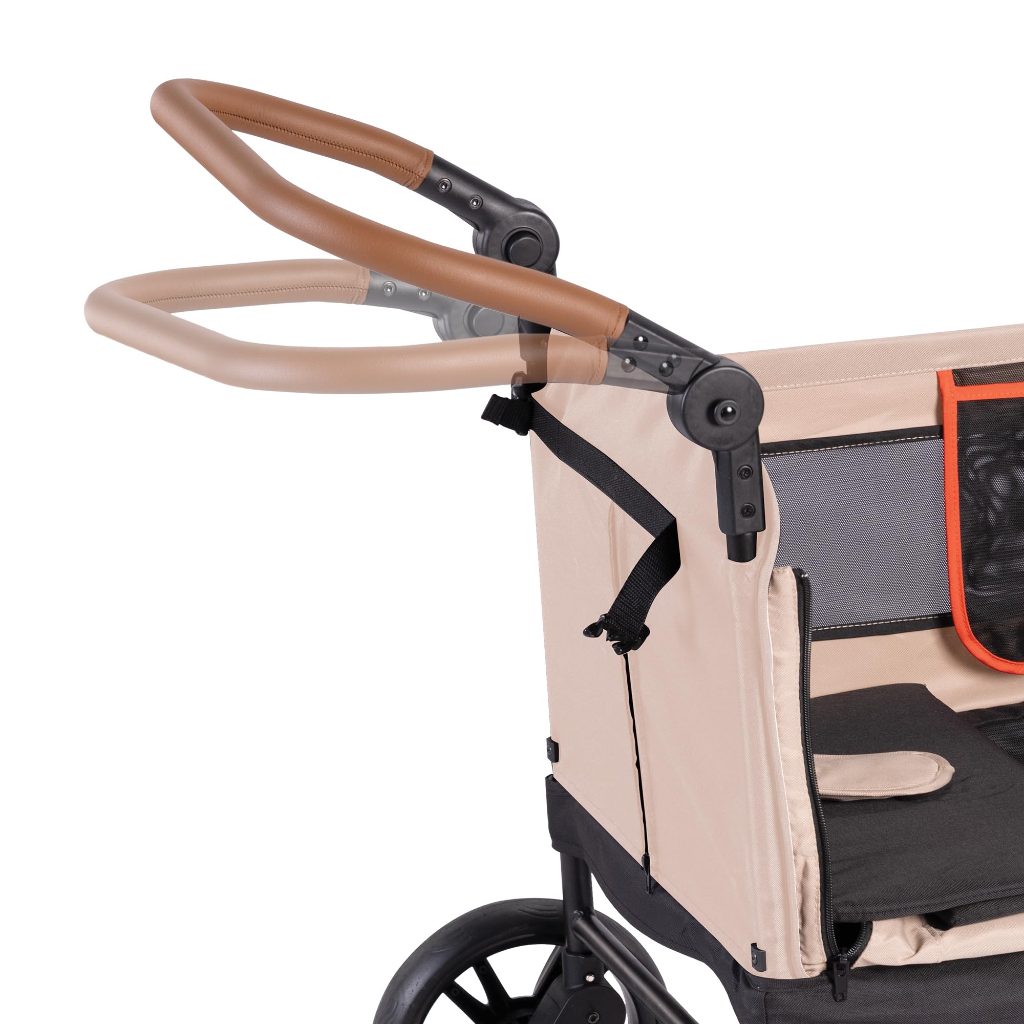 Yvolution Easy Fold & Store Wagon with Canopy – Collapsible 2-Seater Stroller Wagon for Kids, Adjustable Push/Pull Handles, Front Zipper Door, 360° Steering – Ages 12 Months+, Max 35kg