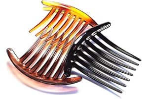 MOLLENSIUER Women's French Twist Combs Plastic Side Hair Comb with Seven Tooth - Set of 6 (3 Colors, Each 2pcs)