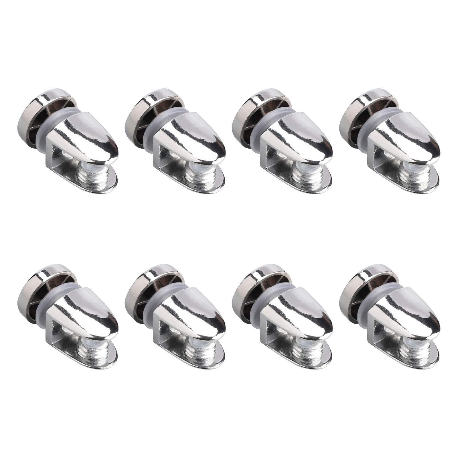 UFURMATE Adjustable Glass Shelf Bracket, 8Pcs Mounting Brackets Zinc Alloy Holders Clamp Clip Supports for 6-10mm Glass Acrylic Wood, Polished Chrome, Penetrable Mounted