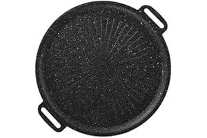 SEWCHICS Nonstick Outdoor Bbq Grill Pan 30cm Thickened Maifan Stone Coated Iron Meat and Vegetable Grilling
