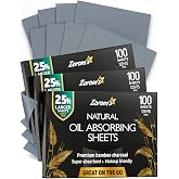 XL Oil Blotting Sheets for Face &ndash; 3pk/300 Makeup Friendly &ndash; High Absorbency | Mattifying Papers with Bamboo Charcoal - 25% Larger &amp; Easy Dispensing - Perfect for Keeping in Purse - Gteat on the Go