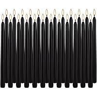 Black Taper Candles - Set of 24 Dripless and Unscented Candles - 10 inch Tall, 3/4 inch Thick - Paraffin Wax with Cotton Wick