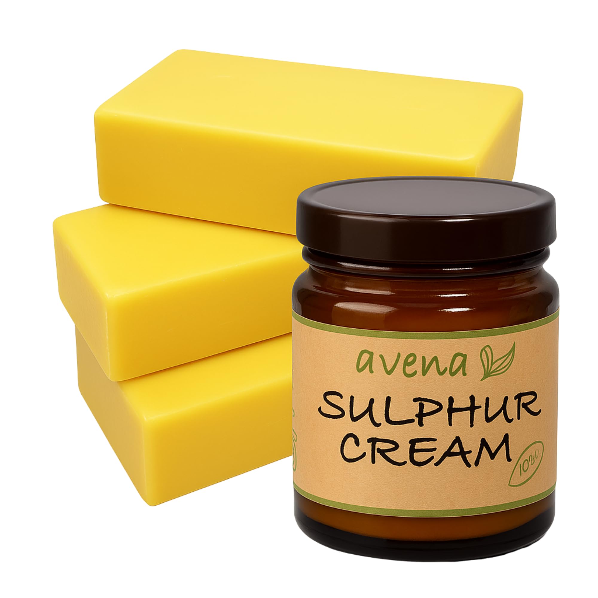 Avena Sulphur Soap & Avena Sulphur Cream Sulfur Ointment Skin Care For Acne Sulphur Ointment Sulfur Soap Large 200g Bar