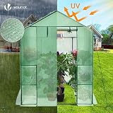 VOUNOT Walk In Greenhouse with Shelves Green 143x215x195cm view 4
