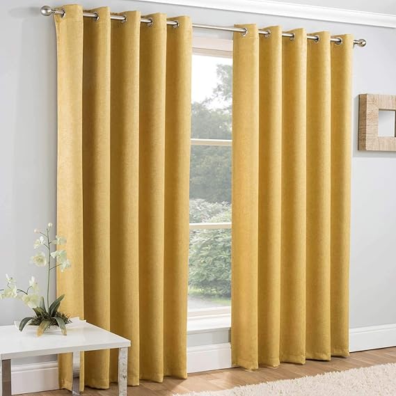 Enhanced Living Vogue Ochre, Lined Eyelet Curtain, Ring Top, Thermal