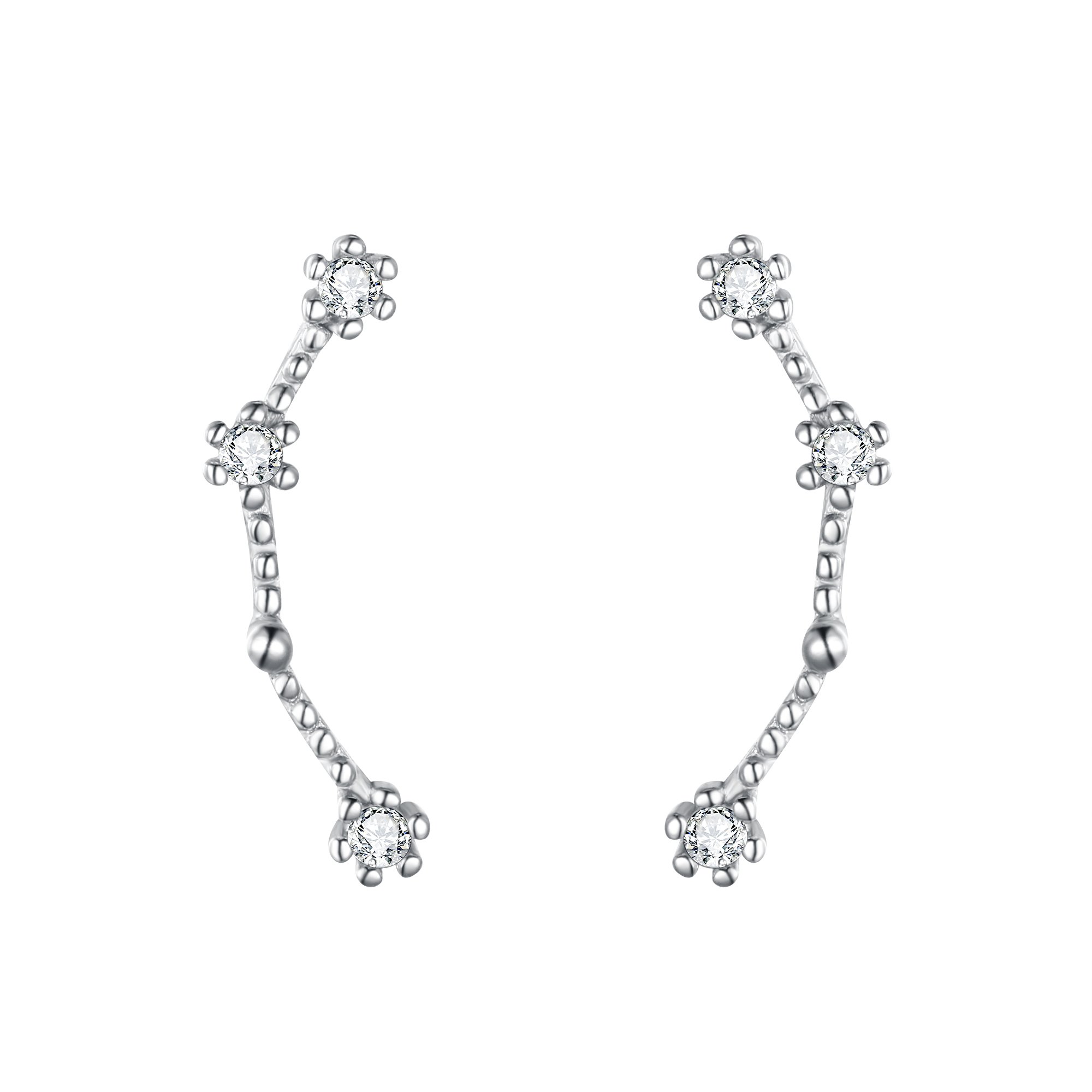 Clearine 925 Sterling Silver CZ Horoscope Zodiac Constellation Astrology Climber Stud Earrings, Aries Earrings for Women Girls