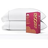 Mayfair Linen 100% Egyptian Cotton Pillow Cases Standard/Queen Size Set of 2 - Luxury 1200 Thread Count Sateen White Pillow Cases, Silky Soft Cotton Pillowcases Fits Standard & Queen Size Pillows