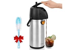TOMAKEIT Airpot Coffee Dispenser Thermal with Pump,3L/102 Oz Insulated Stainless Steel Large Airpot Coffee Carafe Lever Action for Hot/Cold Water,Thermal Carafe for Hot Cocoa for Parties