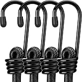 WORKPRO 24" Bungee Cords with Hooks, 4 Pack Heavy Duty Outdoor Bungee Strap | Bungie Cord, No Odour Bungee Rope for Securing Tarps, Tent, Luggage Rack, Cargo, Bike,Transporting, Garage Storage, Black