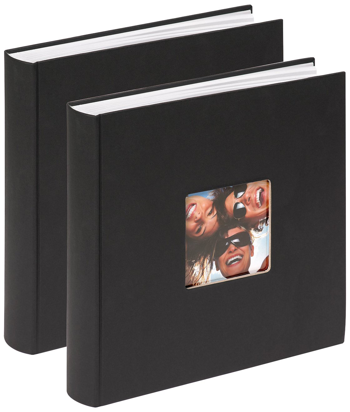 walther Design Photo Album Black 30 x 30 cm with Cover Punching, Double Pack, Fun FA-208-BD