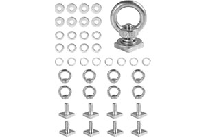 MOROINRIZ T Track Mount Tie Down Anchor for Roof Rack, M8 Heavy Duty Ring Shaped Eye Bolt, Stainless Steel T Bolt Eye Nut Tie Down Rings for Holding Bungee Cord, Ropes, Hooks