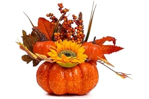 HEY FOLY 9'' Artificial Pumpkin Decor, Foam Pumpkin Thanksgiving Table Decor, Plastic Pumpkin Center Pieces Autumn Decor for Indoor Party
